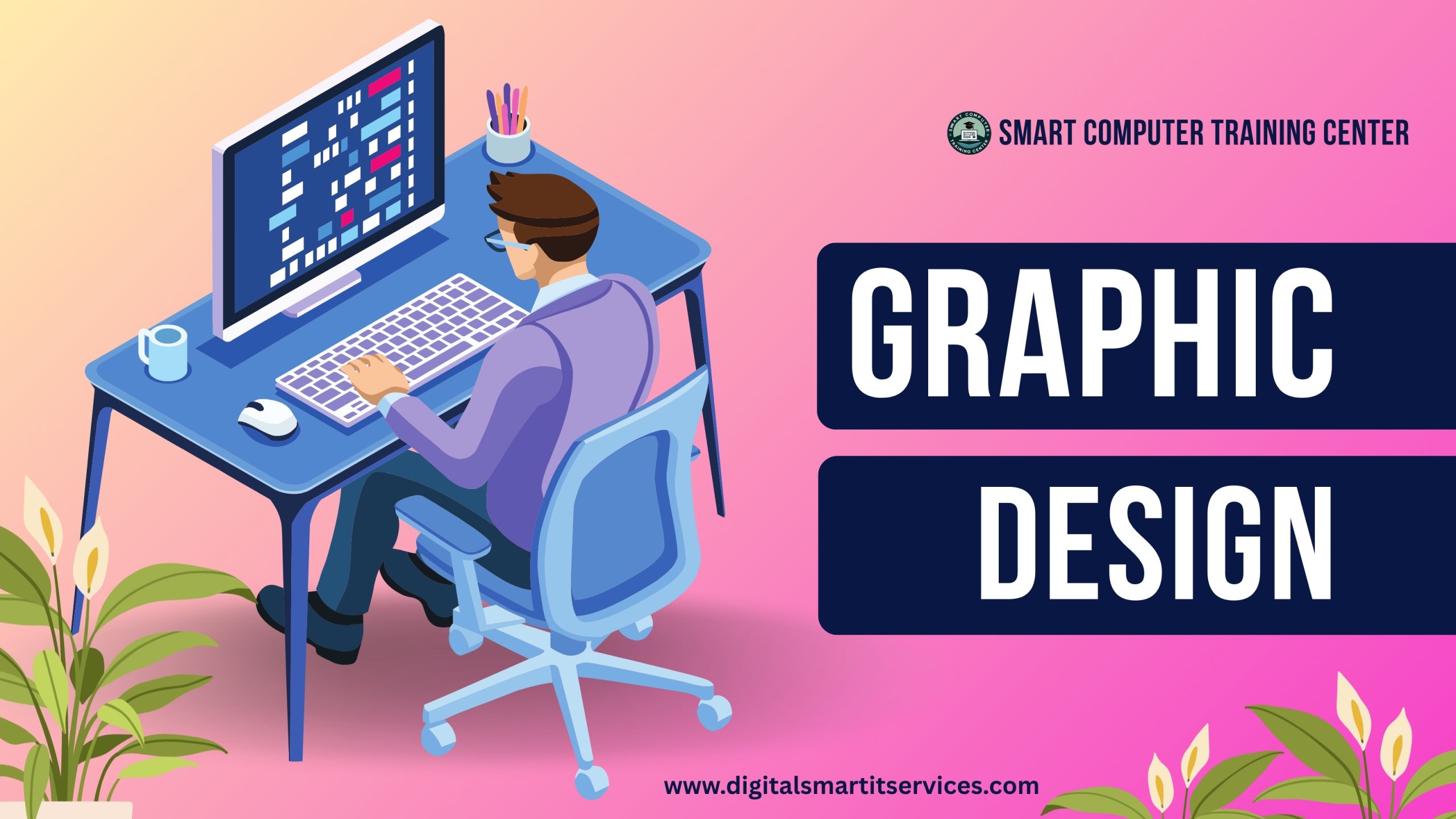 pink and blue simple illustrated graphic designer youtube thumbnail